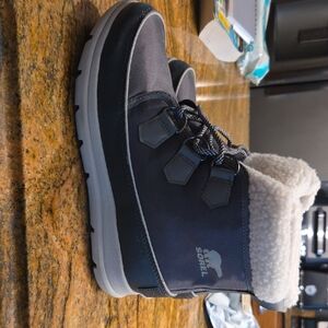 Sorel Black and Gray Boots with White Lining